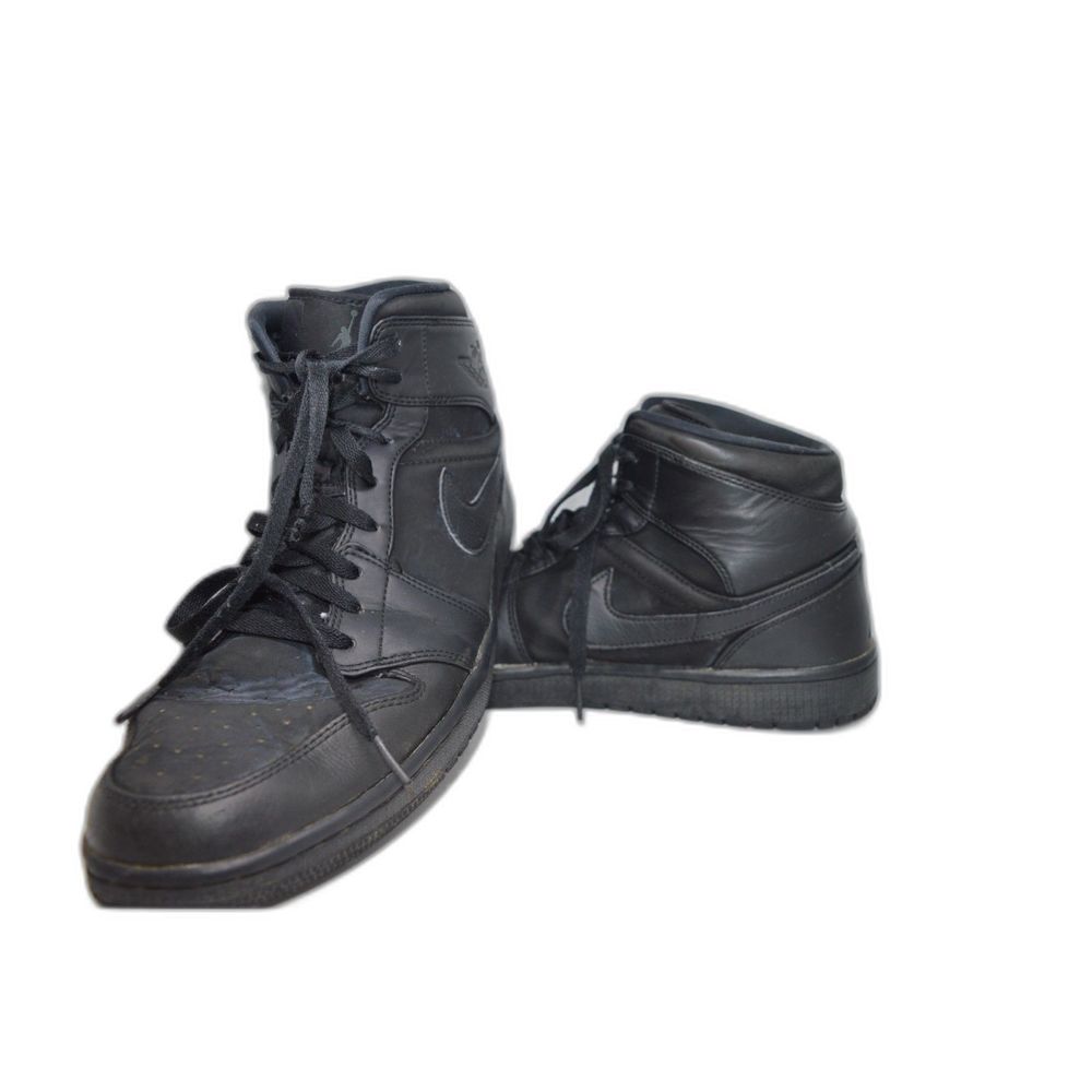 Nike Air Jordan 1 Mid Triple Black 554724-011 Men's Shoes Size 14